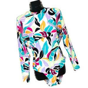 NWT Endless Waves Swimsuit Rash Guard Surf Women XL 15-17 Abstract 1-Piece Beach